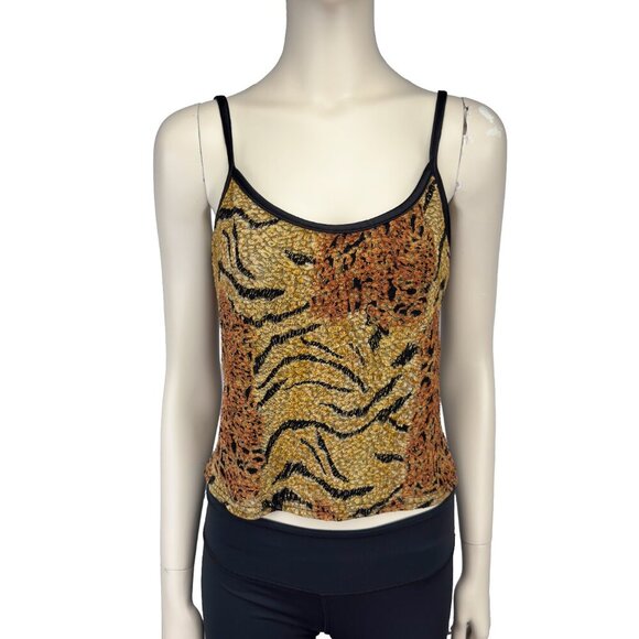 VINTAGE Y2K 90’s Textured‎ Leopard Black Zebra Print Metallic Shiny Thread sz S - Picture 5 of 9